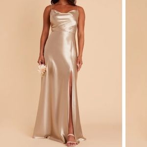 Birdy Grey Satin Lisa Long dress in Champagne size small